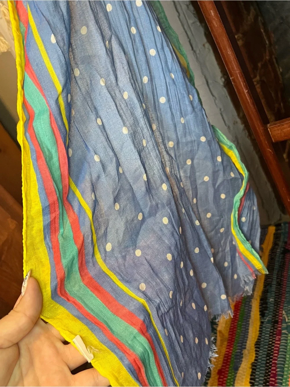 Blue Polka Dot Scarf